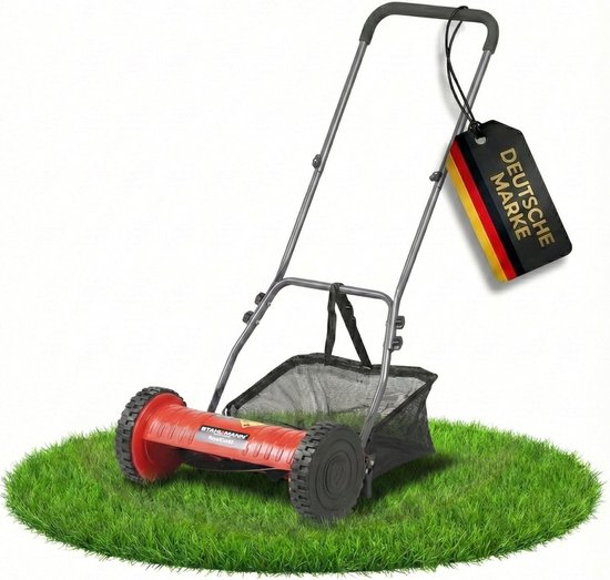 Stahlmann STAHLMANN RoyalCut Handmaaier Kooimaaier - Grasmaaier met 40 of 30 cm Maaibreedte, 27 liter Grasopvangbak, 4-traps Maaihoogteverstelling - Handmatige Grasmaaier Kooimesmaaier - Stil en Milieuvriendelijk(40 cm)