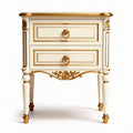 Klassieke nachtkast met twee lades van wit hout en gouden details 50 x 40 x 60cm