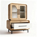 Houten kast met glazen deuren en lade 80 x 40 x 100cm
