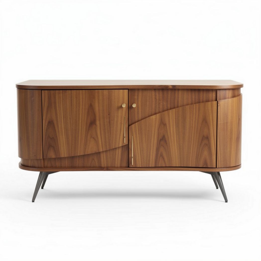 Dressoir van notenhout met moderne afwerking 150 x 45 x 75cm