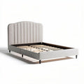 Stoffen bed met hoofdbord en houten lattenbodem 200 x 160 x 100cm