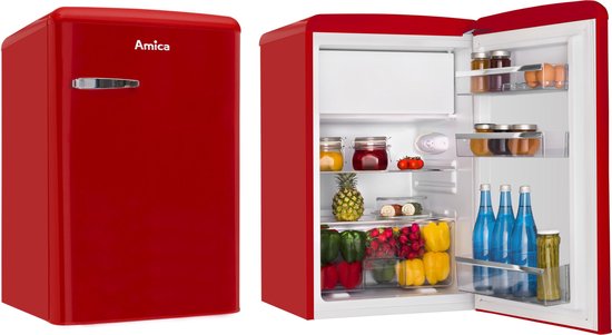 Amica AR1112R - Retro Tafelmodel Koelkast - Rood - Stil met 37dB!(Rood)