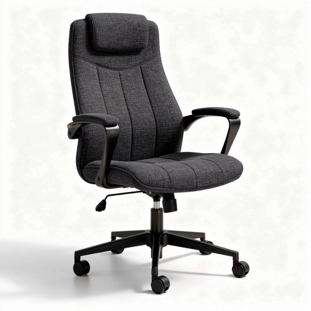 Ergonomische bureaustoel met verstelbare rugleuning en armleuningen in donkergrijs 48 x 64 x 110cm