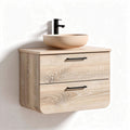 Wandkast badkamer van hout met wastafel in beige 70 x 50 x 30cm