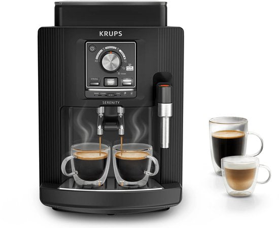 Krups Serenity EA4008 - Volautomatische Espressomachine - Zwart - Snel Opgewarmd - Compact(Zwart/Stoompijpje)