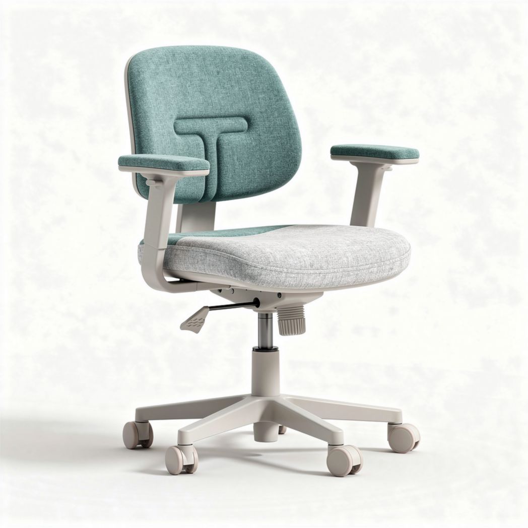 Bureau stoel met verstelbare hoogte en armleuningen grijs en turquoise 60 x 60 x 90cm
