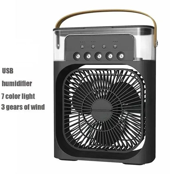 Merkloos / Sans marque Milova Ventilator - Airco - Airconditioner - Luchtkoeler - Luchtbevochtiger - Zomer - Verkoeling - Draagbaar - 3 standen - Waterverneveling - Koeling