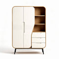 Witte kledingkast met houten handgrepen en lades 80 x 50 x 180cm
