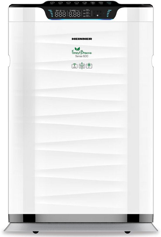 Heinner Luchtreiniger – 75 W – CADR 600 m³/u – Geschikt voor 42–72 m² – WiFi – HEPA H11-filter – PM2.5 Sensor  Display – Ionisator – 12 Uurs Timer – 5 Snelheden – Wit