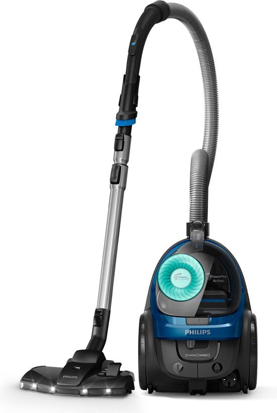 Philips Stofzuiger zonder Zak FC9557/09 - Mondstuk met LED Verlichting - Alle Vloertypen - Sterke Zuigkracht - Met HEPA 13 Allergiefilter - 3 Extra Mondstukken - Blauw(Kierenzuigmond， Turbozuigmond)