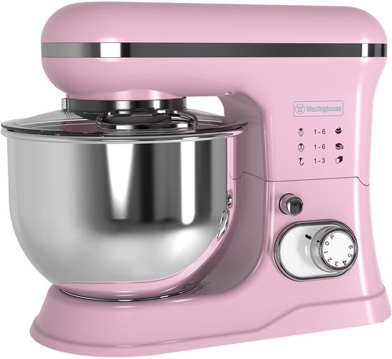 Westinghouse Retro Standmixer - 1200W - Keukenmachine 5L Mengkom - Keukenrobot - Keukenmixer - Foodprocessor - Roze(Roze)