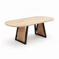 Eettafel van hout met zwart metalen onderstel en afmetingen 200 x 100 x 75cm