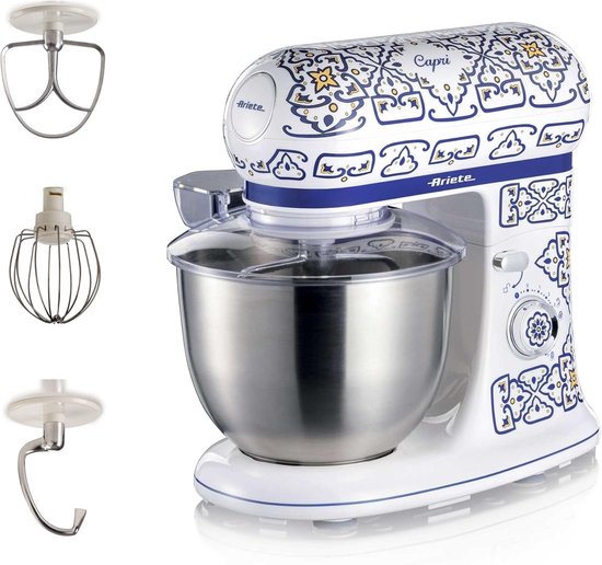 Ariete Capri 1588 - Italiaans design keukenmachine - 5.5 liter - 3 accessoires - 2400 Watt - 7 snelheden