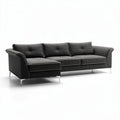 Leren hoekbank met verstelbare rugleuning in donkergrijs 250 x 90 x 85cm