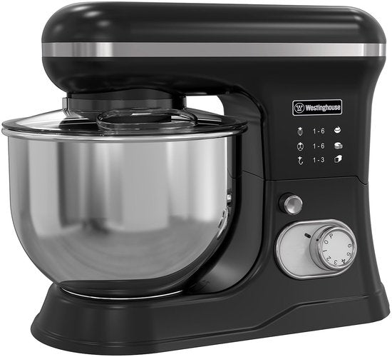 Westinghouse Retro Standmixer - 1200W - Keukenmachine 5L Mengkom - Keukenrobot - Keukenmixer - Foodprocessor - Zwart(Zwart)
