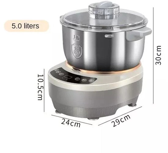 Merkloos / Sans marque Seth Select Deegmachine 5L - Kneed machine - Deeg Mixer met Gisting Functie 25-38 ° C/77-100 ℉ - Elektrische kneedmachine - Deegmaker