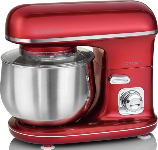Bomann KM 6010 CB - Keukenmachine - 1100 W - 5L - Rood, Roestvrijstaal kneedmachine(rood)