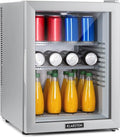 Klarstein minikoelkast met glazen deur, minikoelkast voor drankjes, snacks en cosmetica, kleine en stille koelkast, verstelbare planken, kleine huidverzorgingskoelkast 12-18 °C, 42 liter