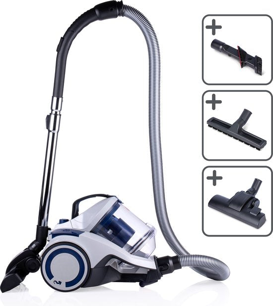 Dirt Devil Stofzuiger zonder Zak DD2504 - Vacuum Cleaner 700W HEPA 12 Filter - Cycloonstofzuiger met Combiborstel, Parketborstel en Kierenzuigmond - Stofopvangbak 2,7 L - Wit(Parketzuigmond， Kierenzuigmond， Combizuigmond/wit)