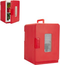 KZQ Mini koelkast 15 liter 2-in-1 minibar koel en warm AC/DC 230V/12V draagbaar rood zwarte glazen deur voor auto kantoor camping thuis eten drinken(Rood)
