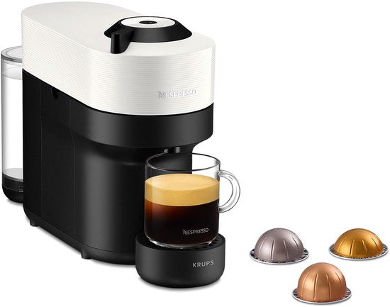Krups Nespresso Vertuo POP XN9201 - Koffiecupmachine - Coconut White - Voor Vertuo Cups - Eenvoudig Personaliseren - Modern Design(Zwart Wit)