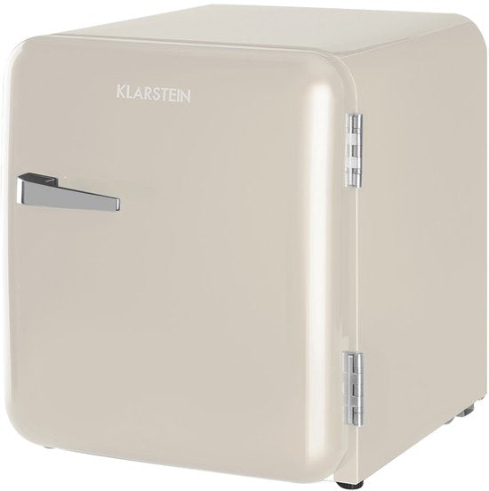 Klarstein Minibar minikoelkast voor kamers, 48 liter minikoelkast voor drankjes en cosmetica, kleine , kleine en stille koelkast, verstelbaar schap, kleine huidverzorgingskoelkast 0-10 °C - Mini Koelkast - 48L - Mini Fridge(Vintage Crème)