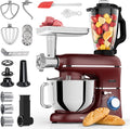 Fentic Keukenmachine – 2000W – Keukenrobot – Foodprocessor - 6,2L Mengkom – Incl. Vleesmolen, Blender en extra Accessoires – Rood(Mat rood)